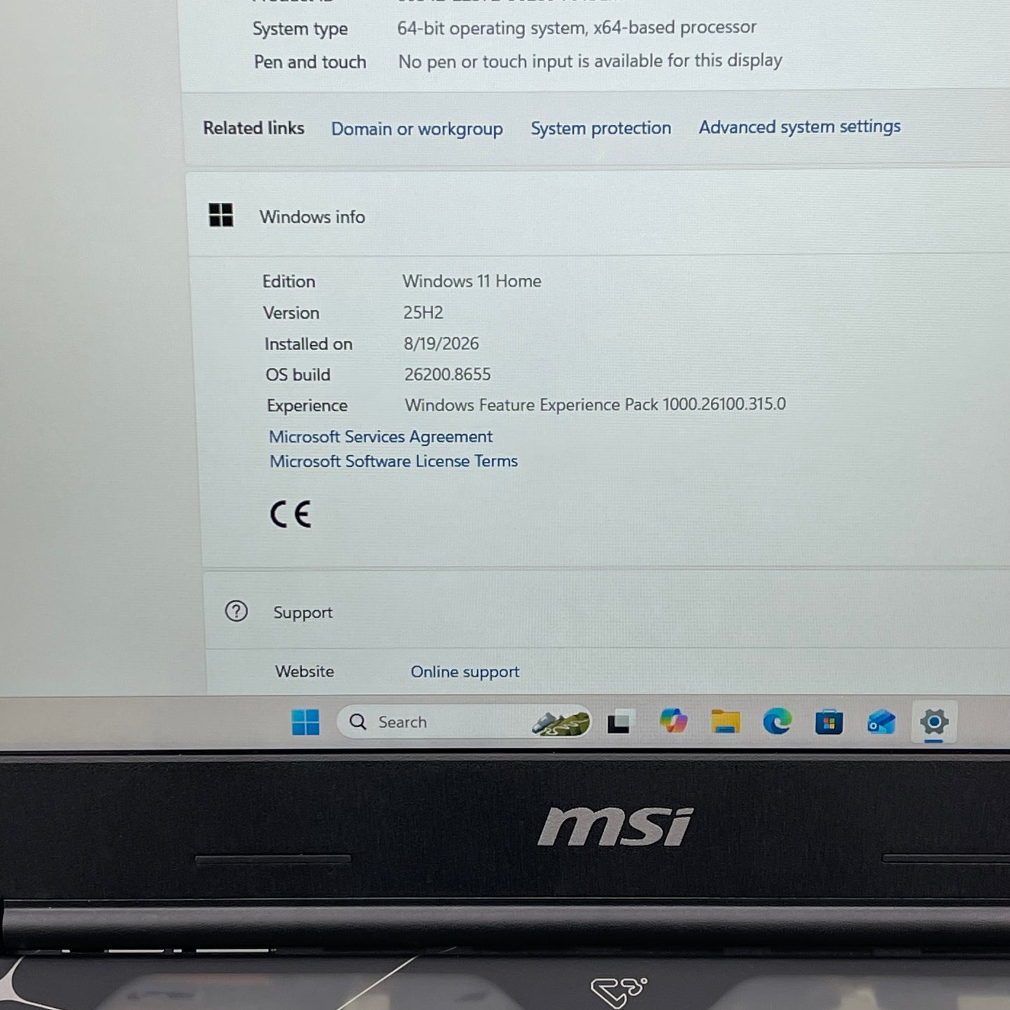 MSI Cyborg 15 MS-15Q3 15.6" Core 7 240H 2.5GHz 16GB RAM 1TB SSD GeForce RTX 5050