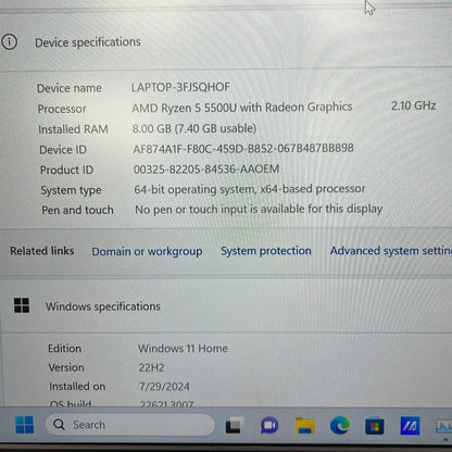 Asus Zenbook 14 Q408UG 13" Ryzen 5 5500U 2.1GHz 8GB RAM 256GB SSD NVIDIA MX450