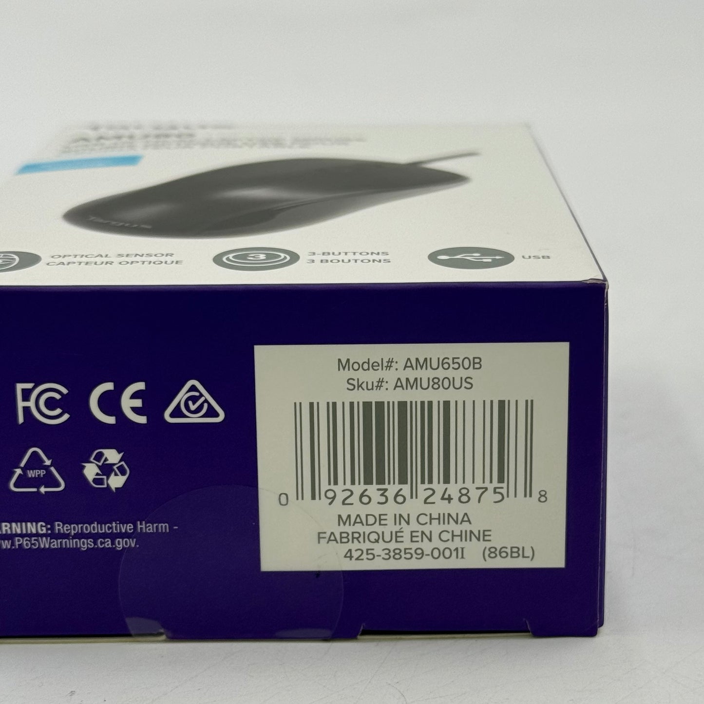 New Targus USB Optical Mouse AMU80