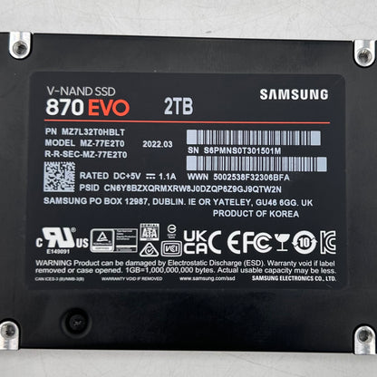 Samsung 2.5" 870 EVO 2TB eSATA III 6Gbps SSD MZ-77E2T0