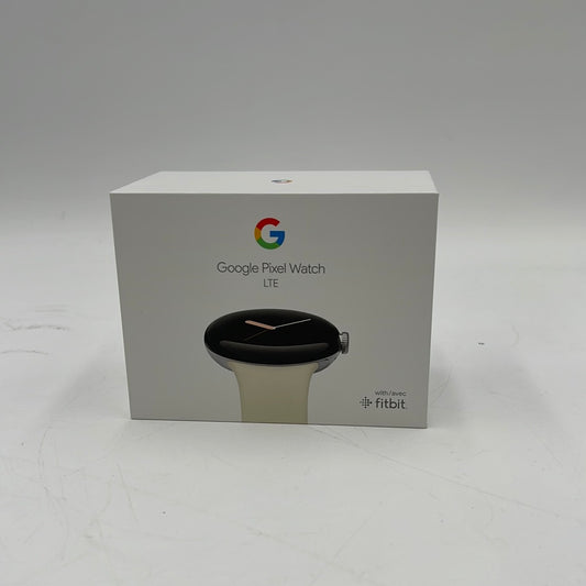 New Google Pixel Watch LTE GA02832-US Polished Silver Case Chalk Active band