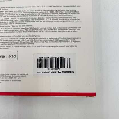 New SanDisk Portable Extreme Portable SSD 2TB USB-C to USB-C SSD SDSSDE62-2T00