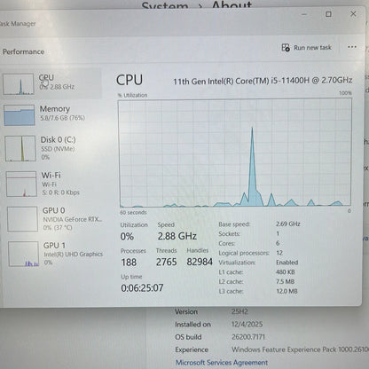 HP Victus 16-D0013DX 16.1 i5-11400H 2.7GHz 8GB RAM 256GB SSD GeForce RTX 3050
