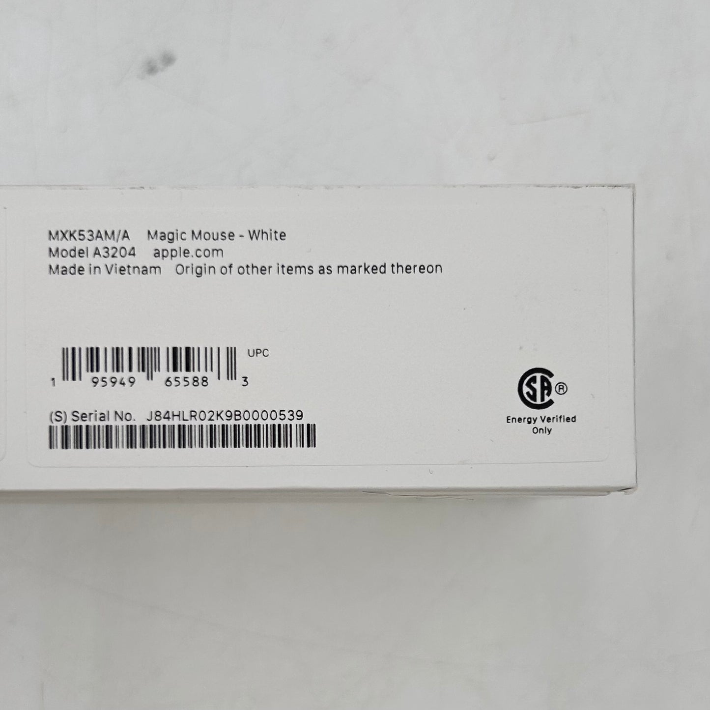 New Apple Magic Mouse A3204 White