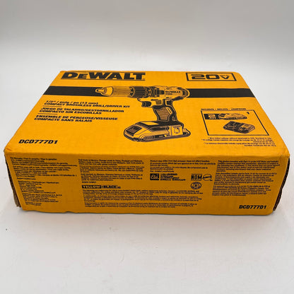 New DeWalt DCD777D1 20V MAX Compact Brushless Drill/Driver Kit (13mm)