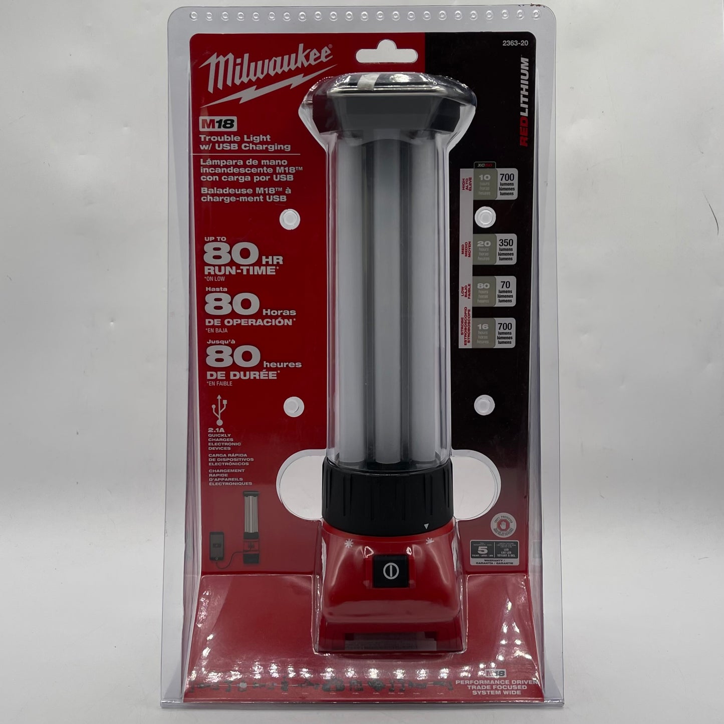New Milwaukee 2363-20 M18 18V Trouble Light w/ USB Charging