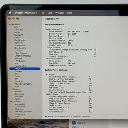 2022 Apple MacBook Air 13.6" M2 8C GPU 3.5GHz 8GB RAM 256GB SSD A2681