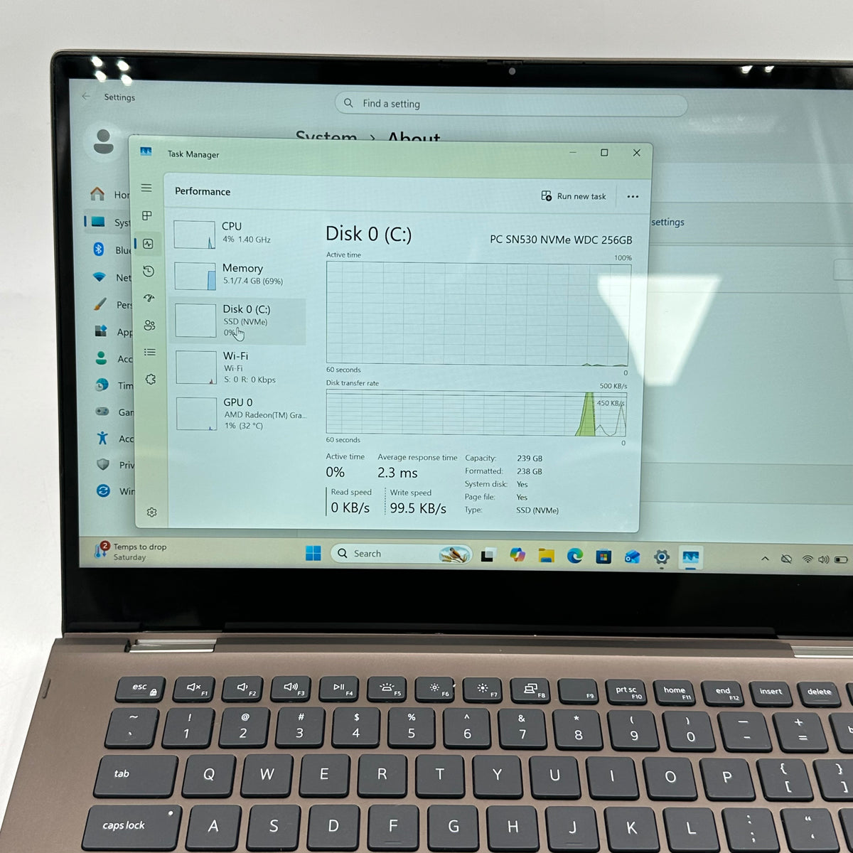 Dell Inspiron 7405 14" Ryzen 5 4500U 2.3GHz 8GB RAM 256GB SSD