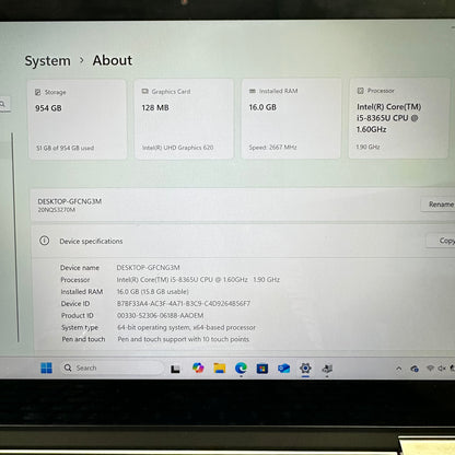 Lenovo X390 Yoga 20NQ 13.3" i5-8365U 1.6GHz 16GB RAM 1TB SSD Touch
