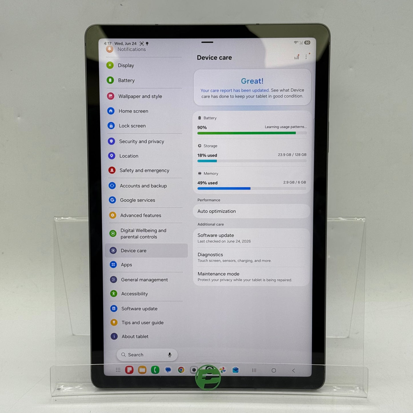 Unlocked Samsung Galaxy Tab S9 FE 10.9" 128GB Graphite SM-X518U