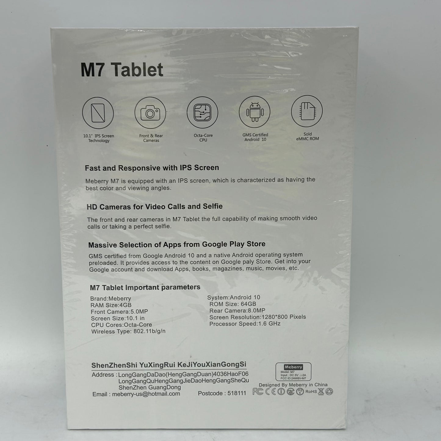 New WiFi Only Meberry M7 64GB Blue Tablet