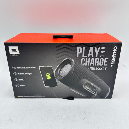 New JBL Charge 4 Portable Wireless Bluetooth Speaker Black JBLCHARGE4BLKAM