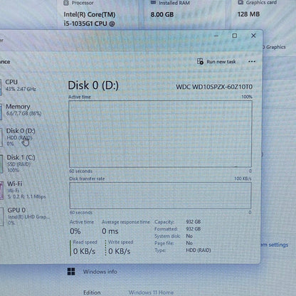 HP 17-by3065st 17.3" i5-1135G7 1.0GHz 8GB RAM 1TB HDD 120GB SSD