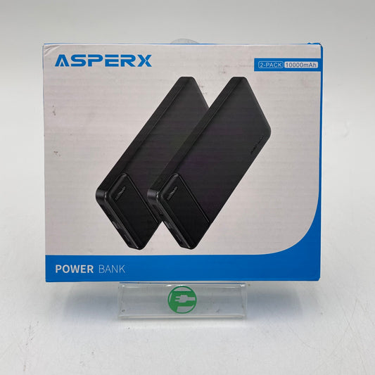 New AsperX HYG003 10000mAh Power Bank Black 2-Pack