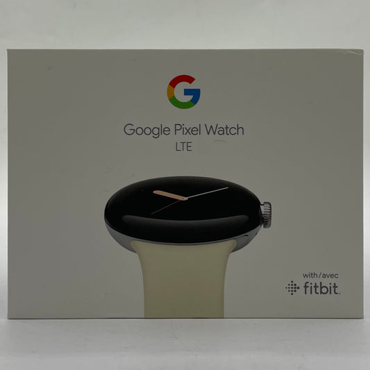 New Google Pixel Watch LTE GWT9R Polished Silver Case Chalk Active band