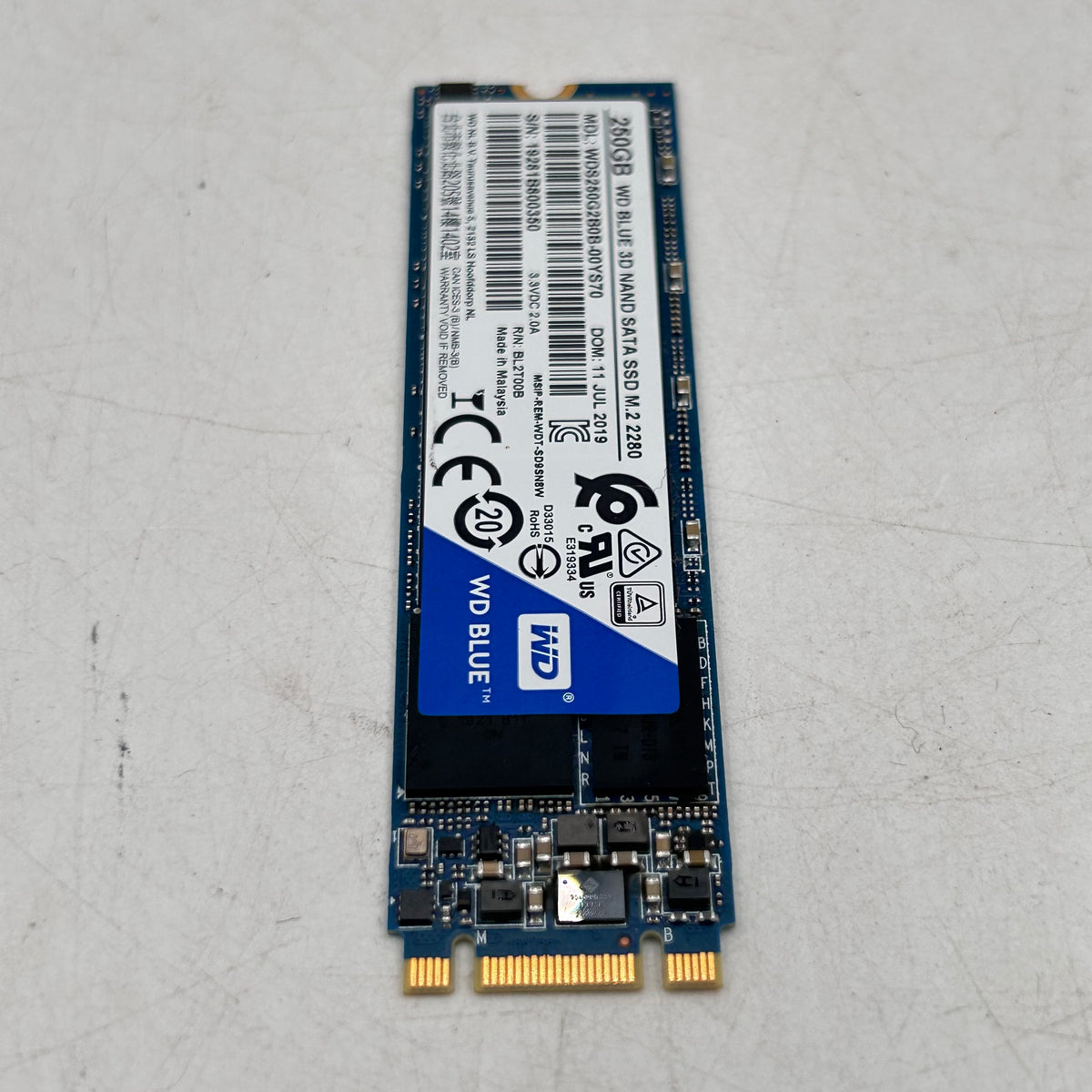 Western Digital WD 2280mm Blue 3D NAND 250GB SATA III 6Gbps SSD WDS250G2B0B