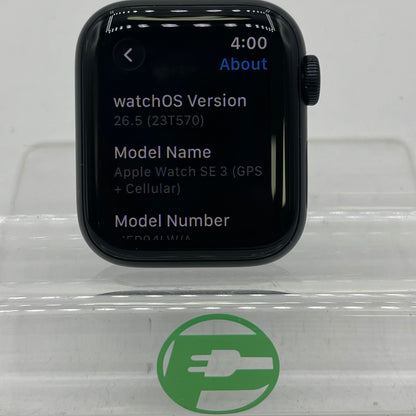 Unlocked Apple Watch SE 3rd Gen 40MM Midnight Aluminum Black MEP94LW/A