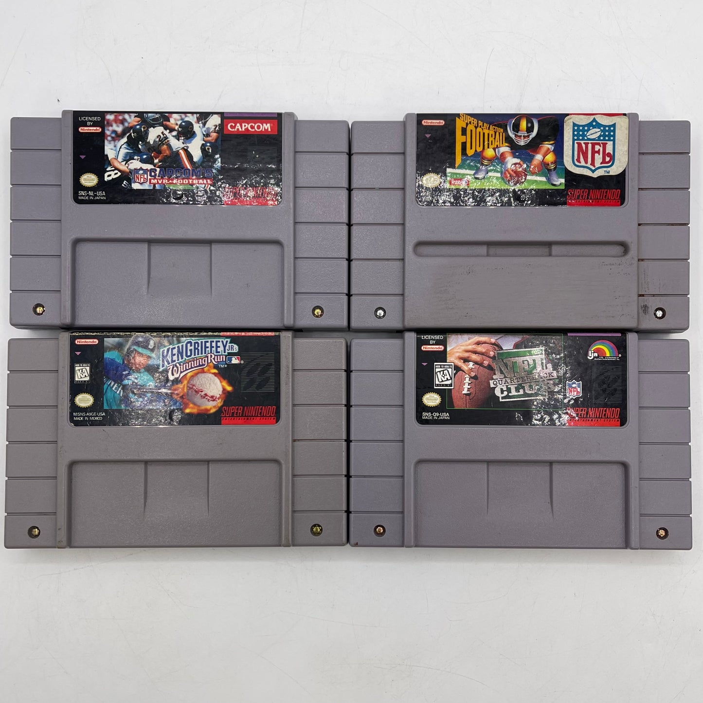 Lot of 4 Super Nintendo SNES Games MVP, Ken Griiffey, NFL, Super Play