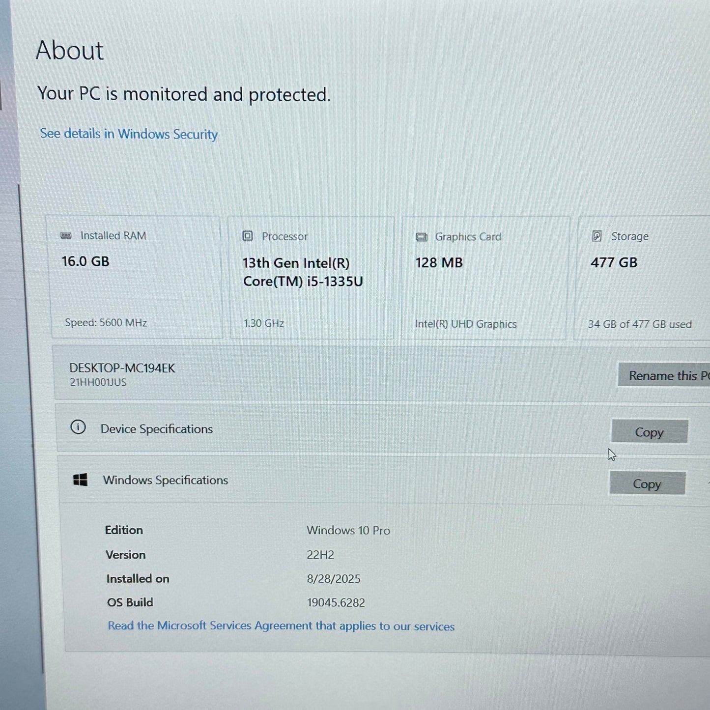 Lenovo ThinkPad 21HH 16" i5-1335U 1.3GHz 16GB RAM 512GB SSD READ