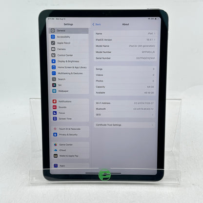 WiFi Only Apple iPad Air 4th Gen 64GB Space Gray MYFM2LL/A