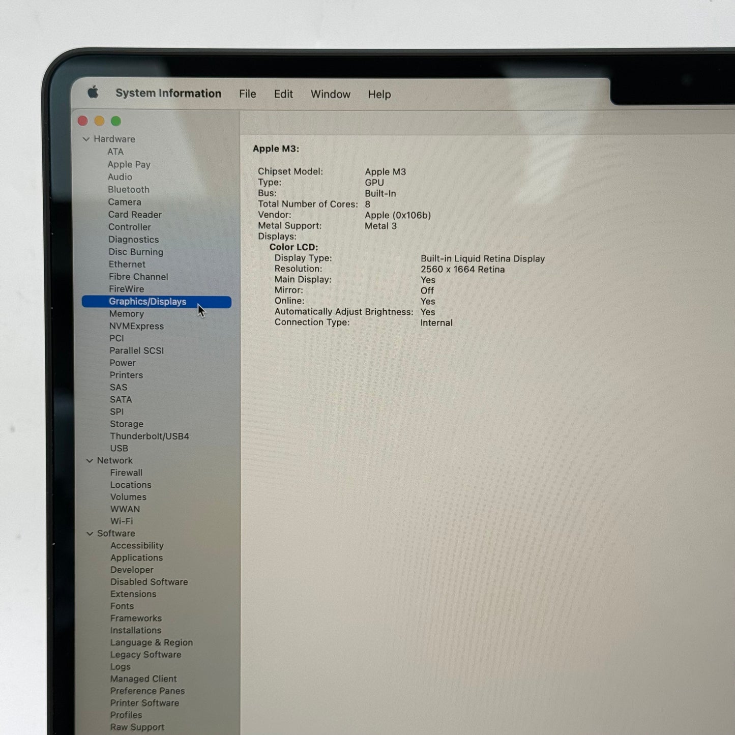 2024 Apple MacBook Air 13.6" M3 8C GPU 4.0GHz 8GB RAM 256GB SSD A3113
