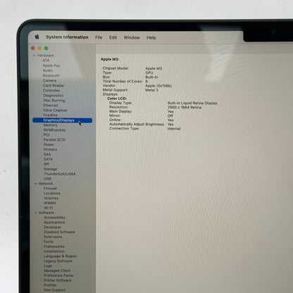 2024 Apple MacBook Air 13.6" M3 8C GPU 4.0GHz 8GB RAM 256GB SSD A3113