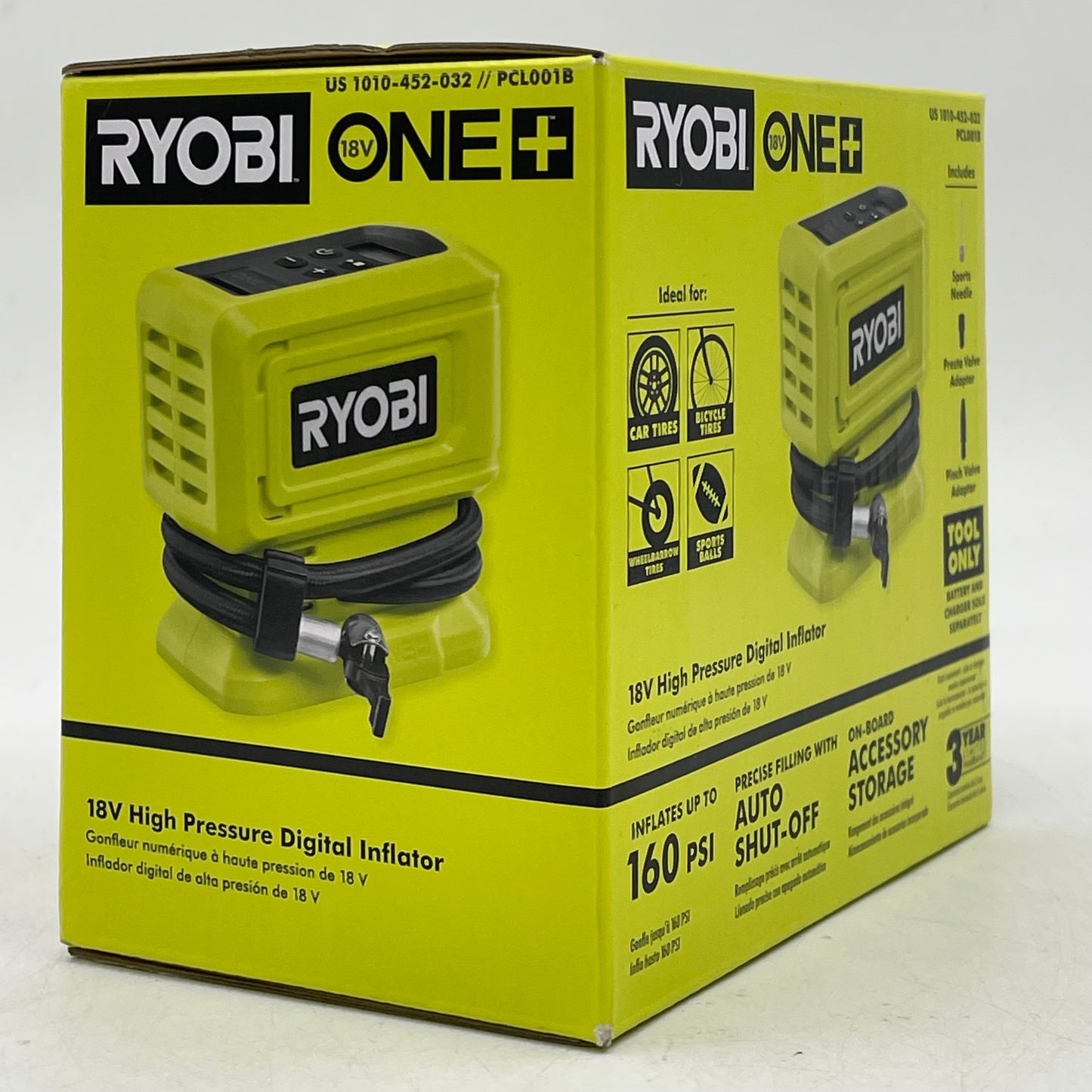 New Ryobi PCL001B 18V high Pressure Digital Inflator