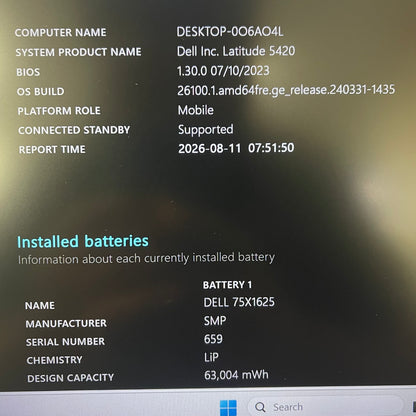 Dell Latitude 5420 14" i7-1185G7 3.0GHz 16GB RAM 512GB SSD