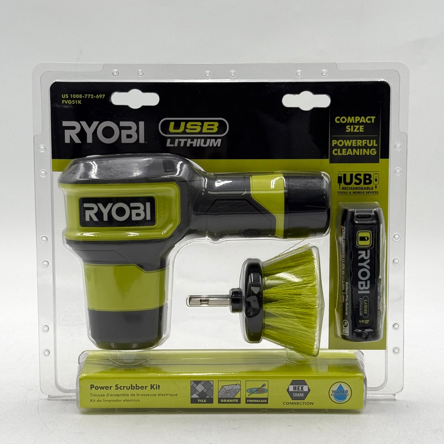 New Ryobi FVG51K 4V Power Scrubber Kit