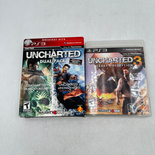 Uncharted Dual Pack [Greatest Hits]+ Uncharted 3 (Sony PlayStation 3 PS3, 2011)