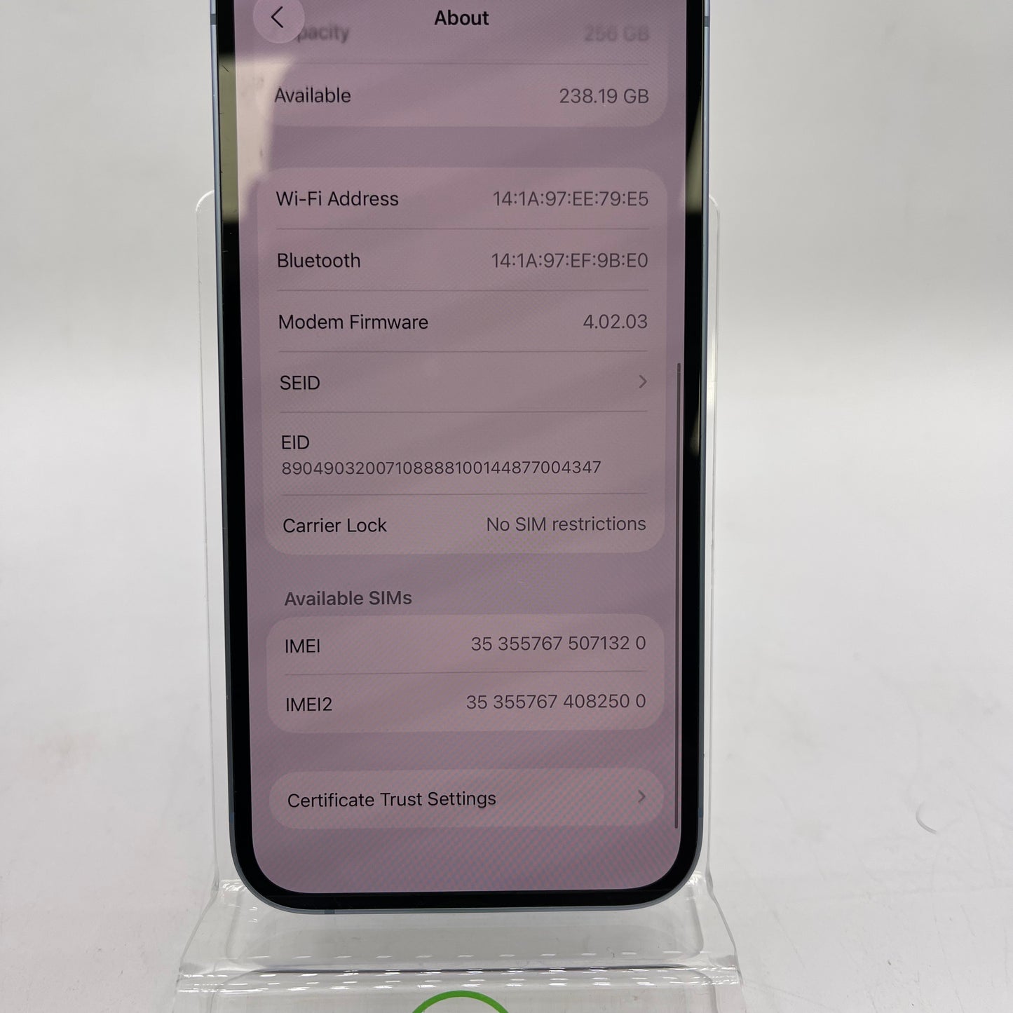 Factory Unlocked Apple iPhone 14 256GB Blue MPWM3LL/A