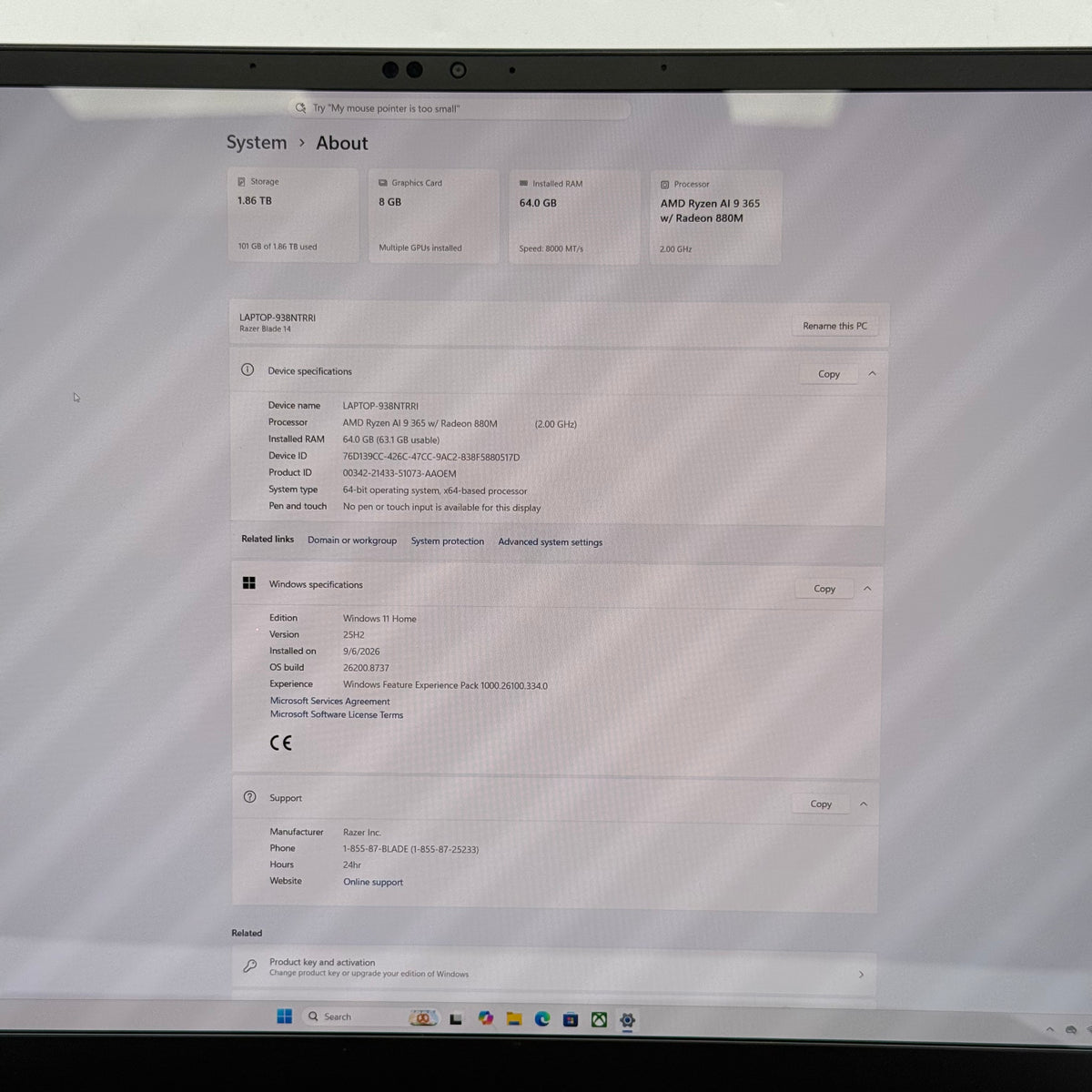 Razer Blade 14 RZ09-0530 14" Ryzen AI 9 365 64GB RAM 2TB SSD GeForce RTX 5070