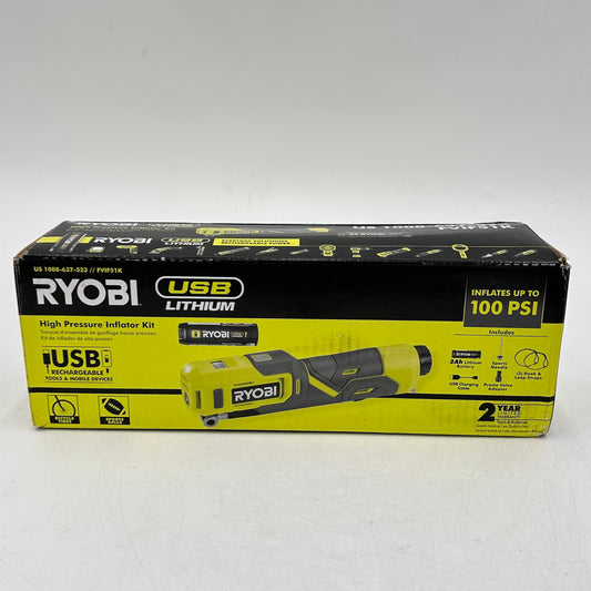 New Ryobi FVIF51K 4V High Pressure Inflator Kit