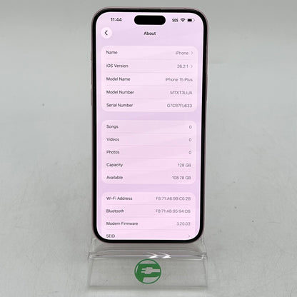 T-Mobile Apple iPhone 15 Plus 128GB Pink MTXT3LL/A