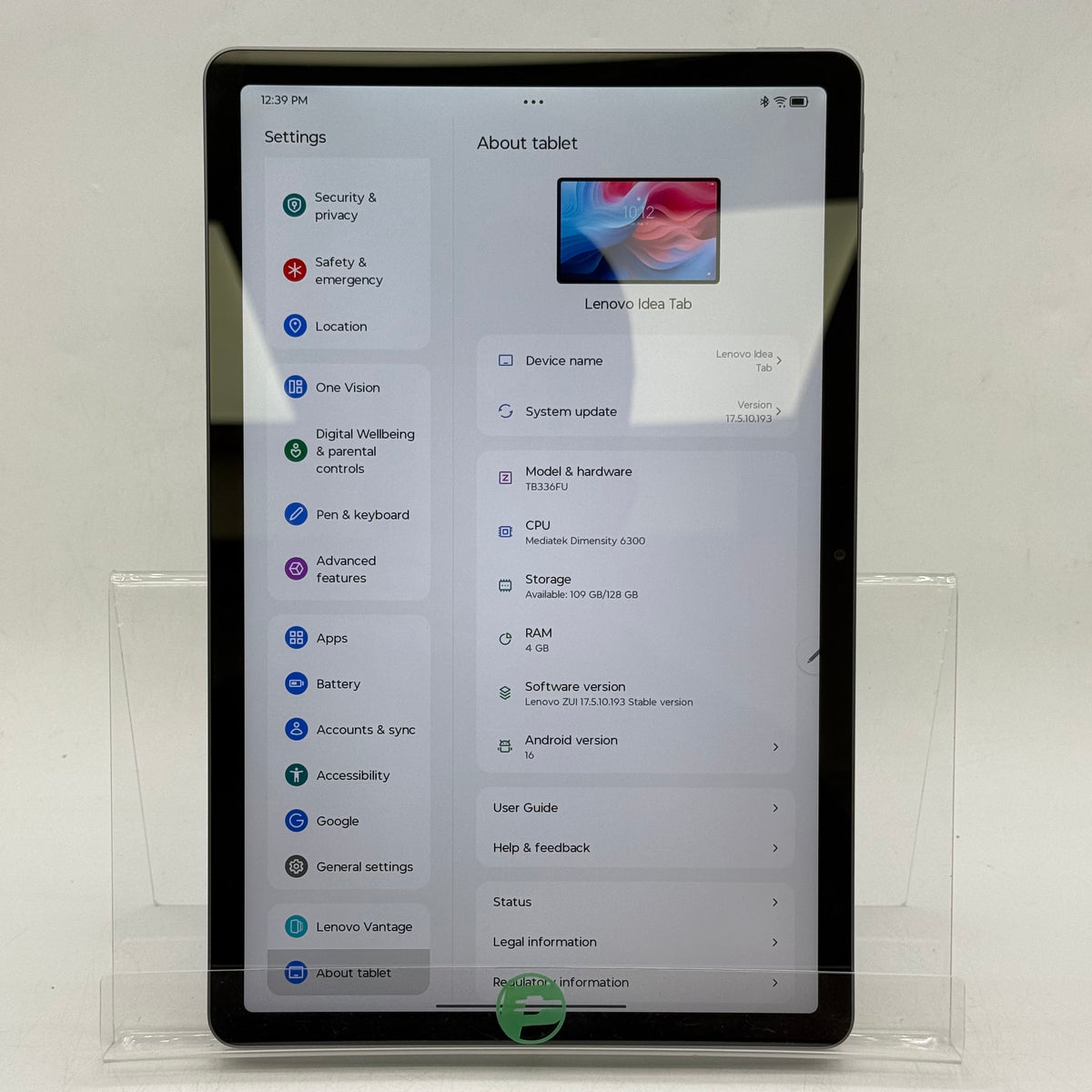 WiFi Only Lenovo Idea Tab 128GB Luna Grey TB336FU