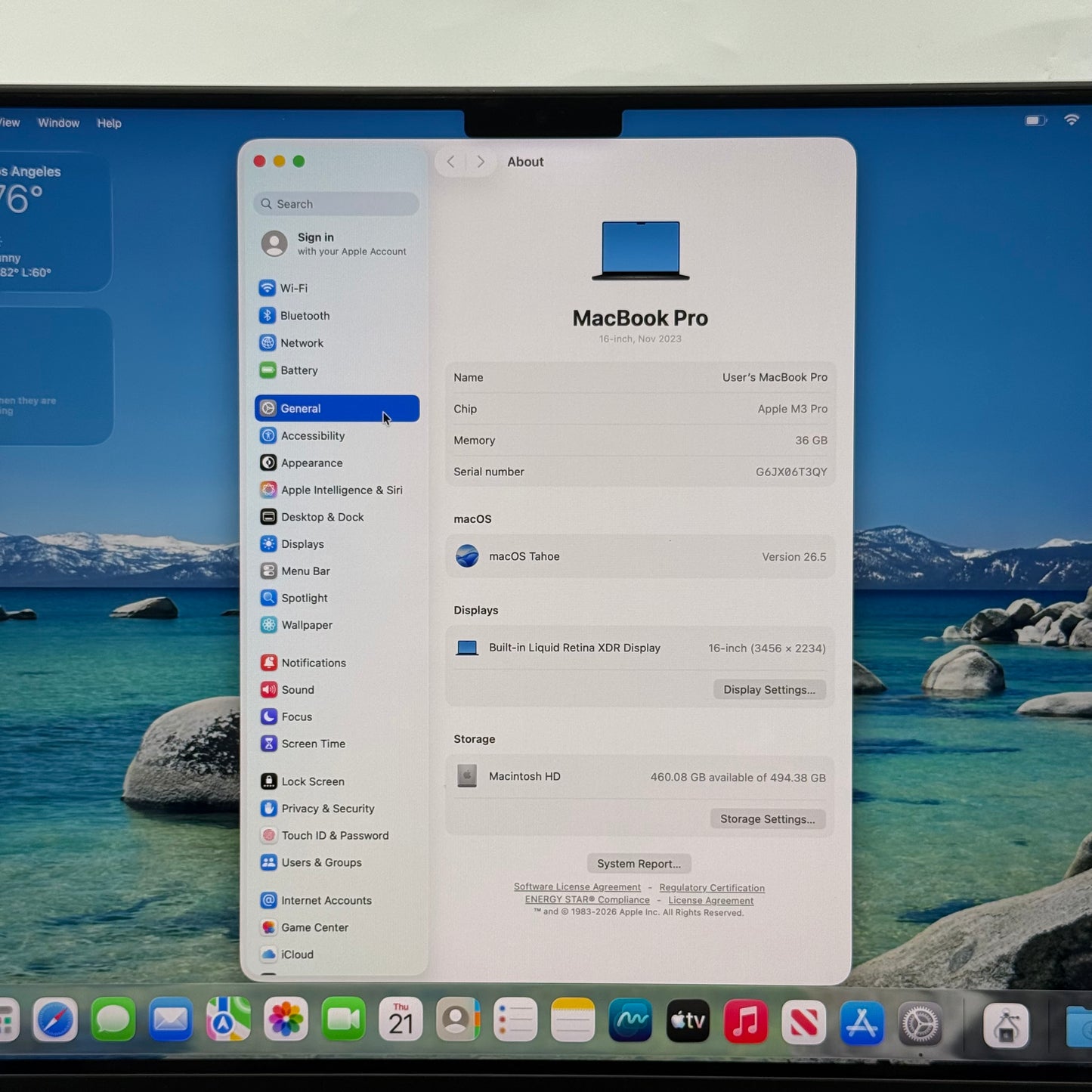 2023 Apple MacBook Pro 16" M3 Pro 18C GPU 4.0GHz 36GB RAM 512GB SSD A2991