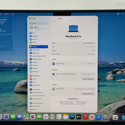 2023 Apple MacBook Pro 16" M3 Pro 18C GPU 4.0GHz 36GB RAM 512GB SSD A2991