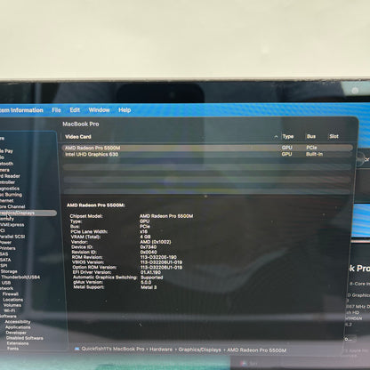 2019 Apple MacBook Pro 16" i9 2.3GHz 16GB RAM 1TB Silver A2141 Radeon Pro 5500M