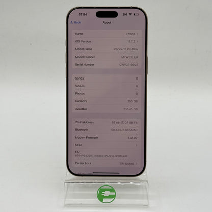 T-Mobile Apple iPhone 16 Pro Max 256GB Desert Titanium MYW53LL/A