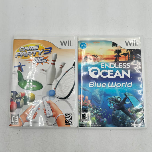 Lot of 2 Nintendo Wii Games (Endless Ocean Ble World/Game Party 3 19 Hit Games)