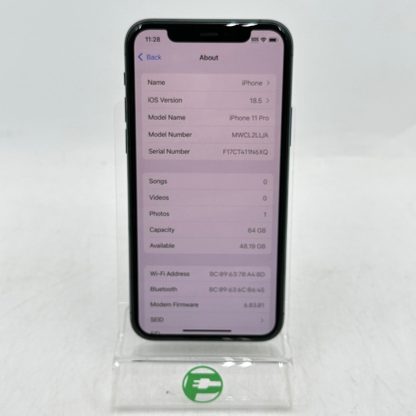 Unlocked Apple iPhone 11 Pro 64GB 18.5 Midnight Green MWCL2LL/A