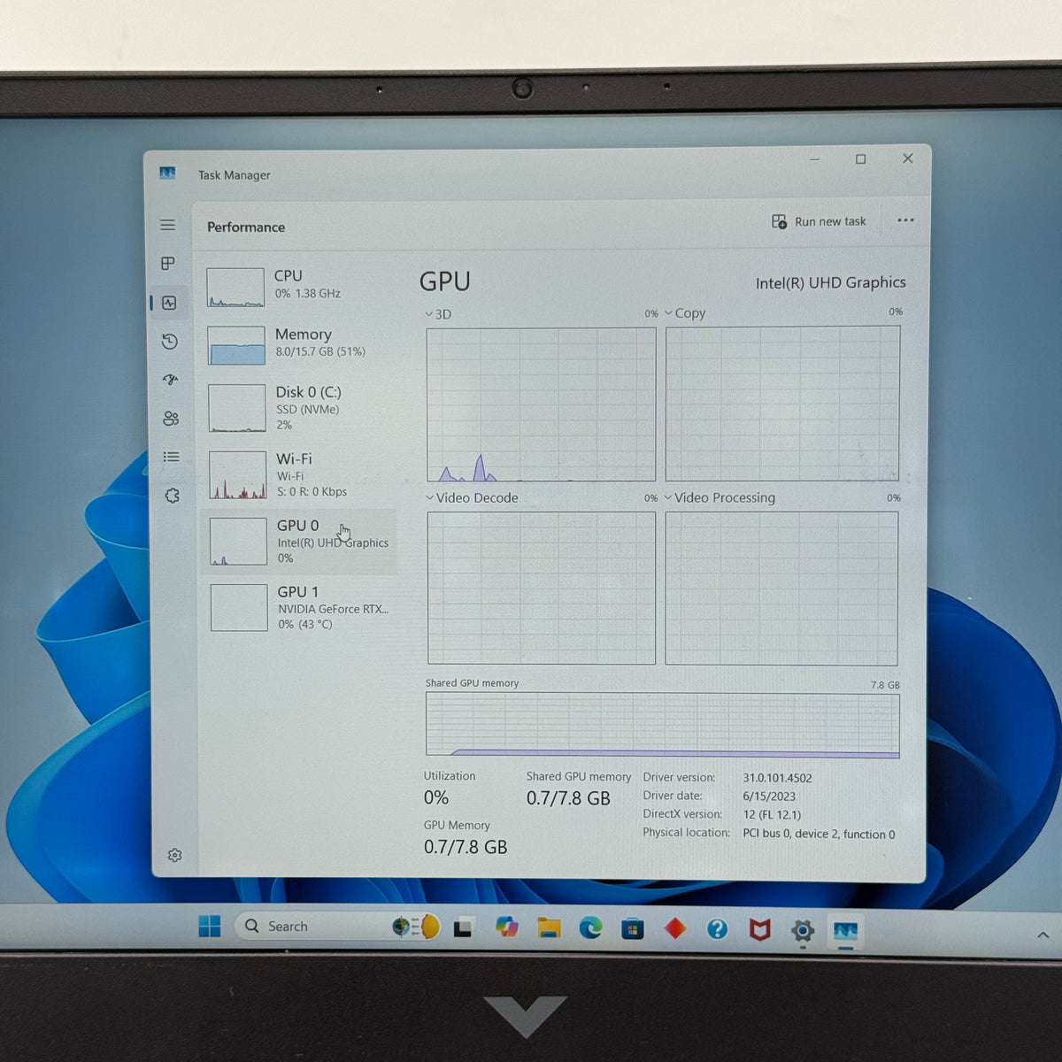HP Victus 15.6" i7 2.3GHz 16GB RAM 512GB SSD GeForce RTX 3050 Ti READ