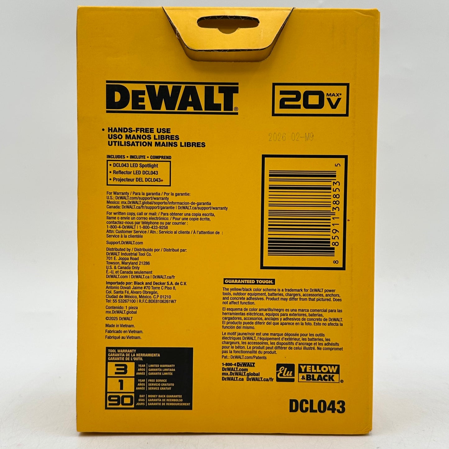 New DeWalt DCL043 20V MAX Jobsite LED Spotlight