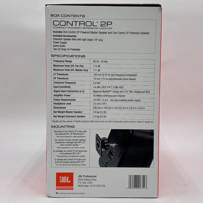 New JBL Control 2P 2-Way Speaker System 35 W RMS Black C2PS Pair