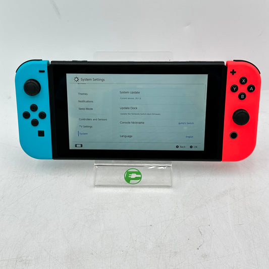 Nintendo Switch v2 Video Game Console HAC-001(-01)  Neon Red/Blue + Extras