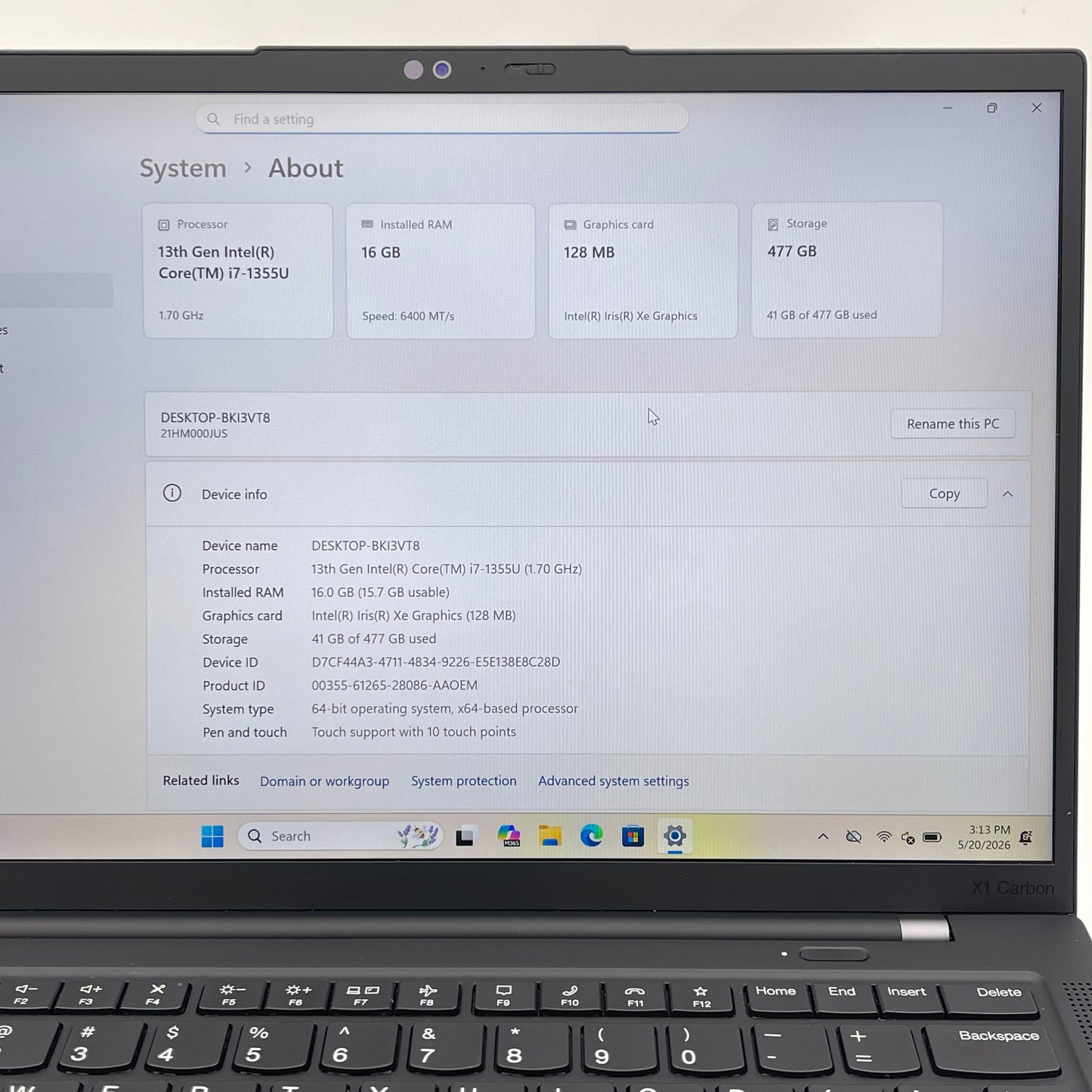 Lenovo ThinkPad X1 Carbon Gen 11 14" i7-1355U 1.7GHz 16GB RAM 512GB SSD