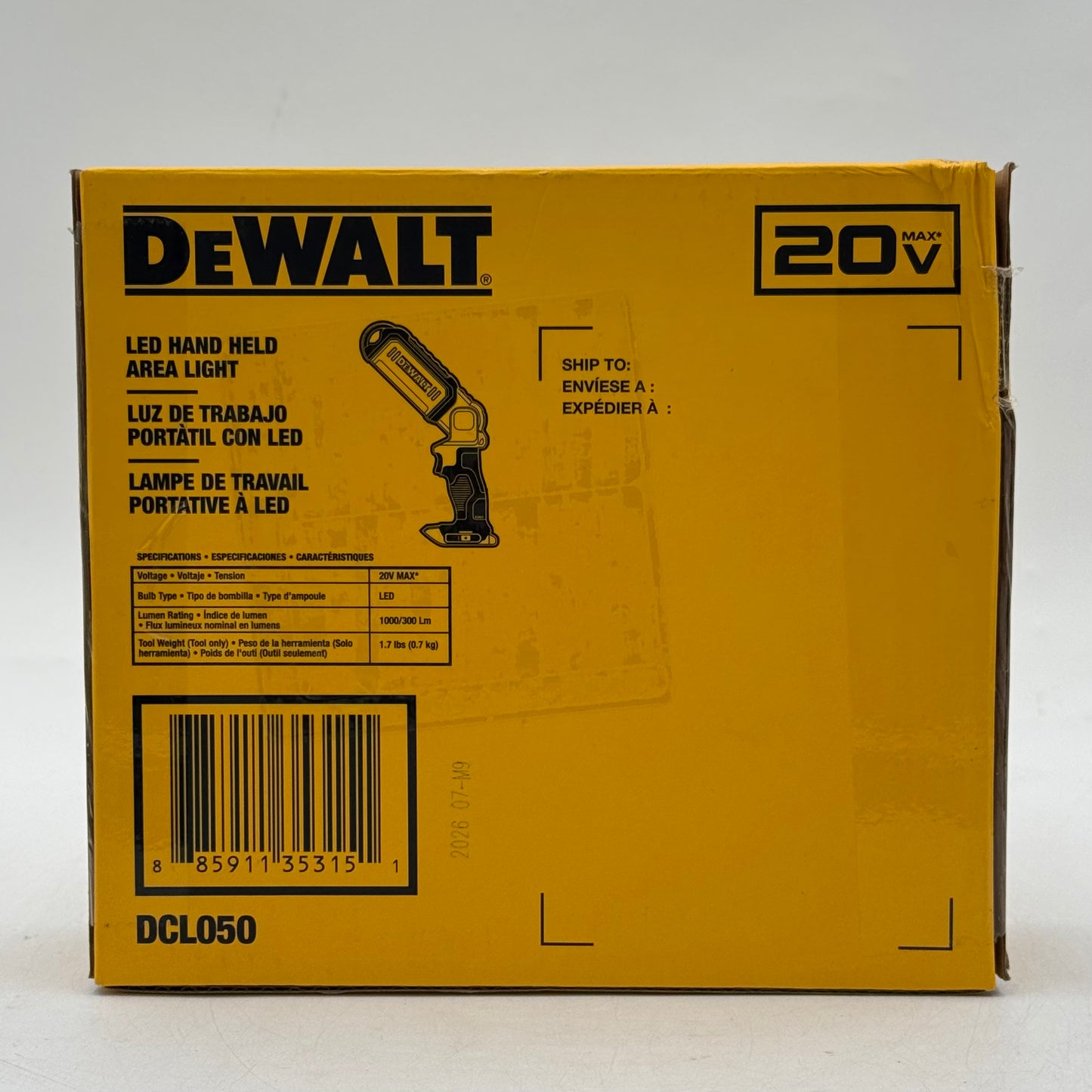 New DeWalt DCL050 20V MAX LED Hand Held Area Light