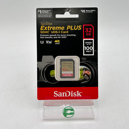 New SanDisk Extreme Plus 32GB 100MB/s SDHC Card 4K SDSDXWT-032G-APCIN