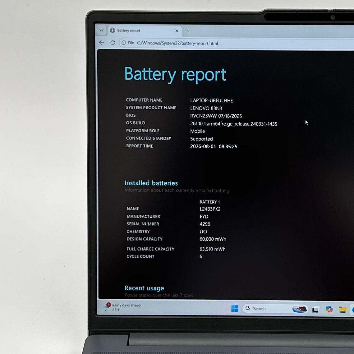 Lenovo IdeaPad Slim 3 15Q8X10 15.3 Snapdragon X  2.9GHz 16GB RAM 256GB SSD