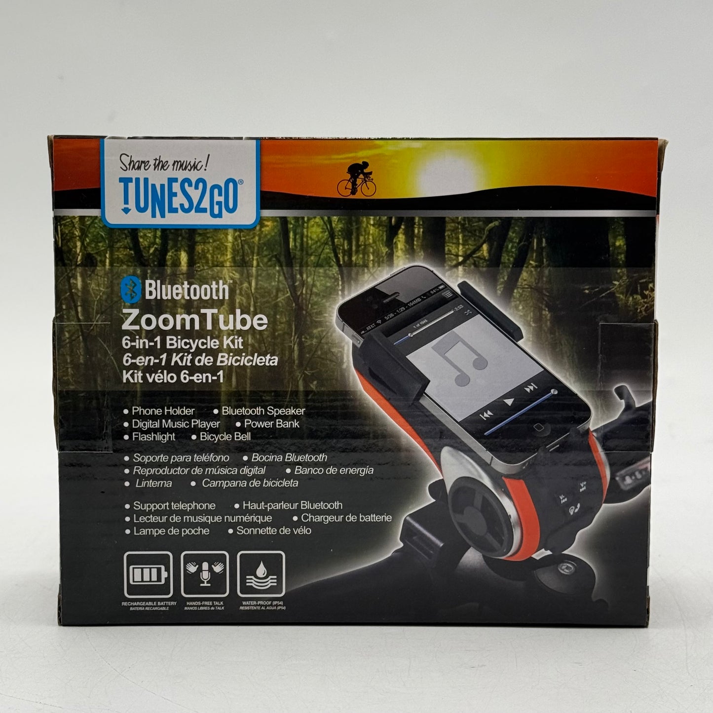 Tunes2Go ZoomTube 6-In-1 Bicycle Kit Bluetooth Speaker Phone Mount ZTB-F01